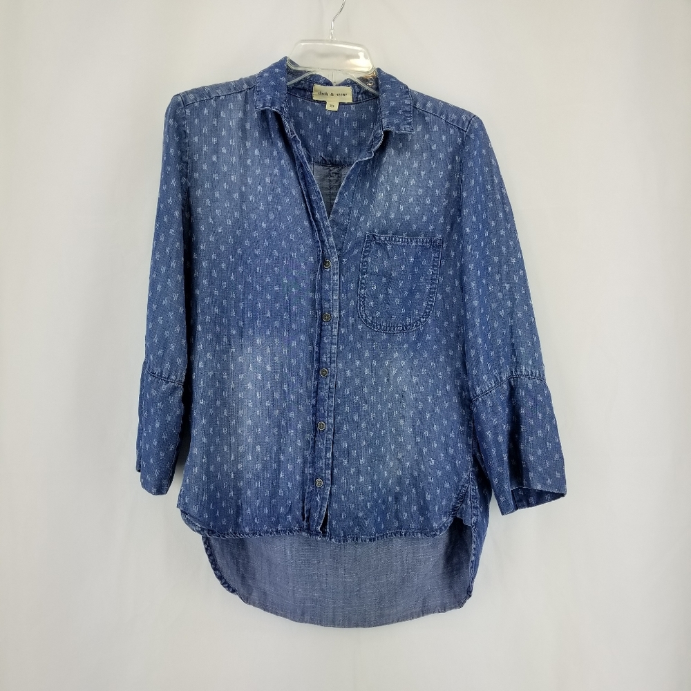 CLOTH & STONE 100% Tencel Chambray High-Low Shirt